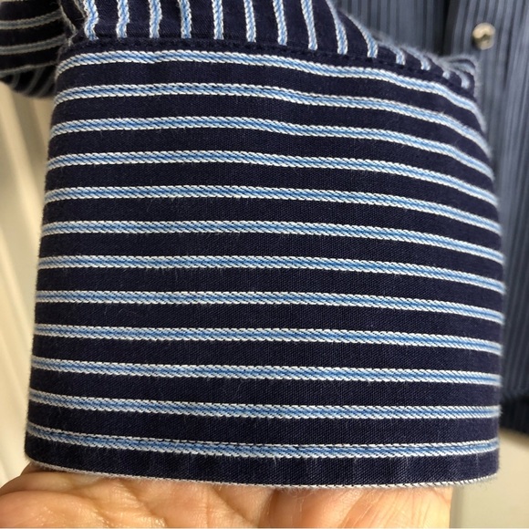 Michael Kors Cotton Blue Stripe Long Sleeve Button Up Dress Shirt 7 1/2 34/35 XL - Picture 5 of 12